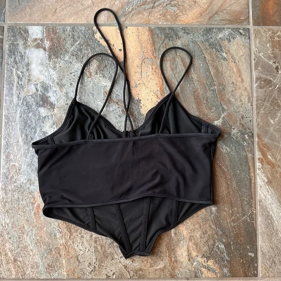 Shein Asymmetrical Hem Bustier Cami Top NWOT Size Medium Black - Picture 6 of 8